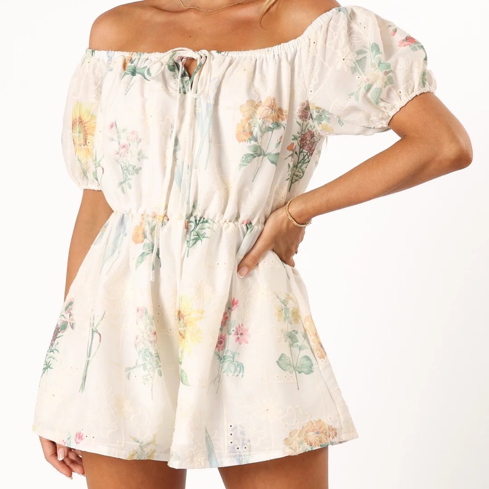 Petal & Pup Floral Off-Shoulder Romper